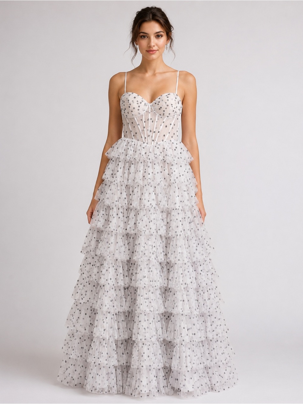 NWT Jovani PROM Polkadot Ruffle Dress ~ Size 4, Sample